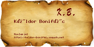 Káldor Bonifác névjegykártya